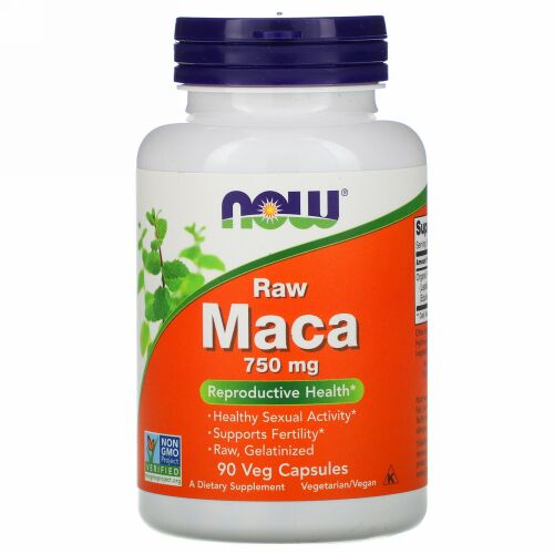 Now Foods, マカ、未加工、750mg、ベジカプセル90粒