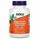 Now Foods, マグネシウム＆アスパラギン酸カリウム、ベジカプセル120粒