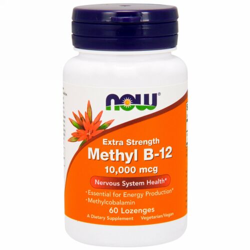 Now Foods, メチルB-12, 強力, 10,000 mcg, 60薬用キャンディー