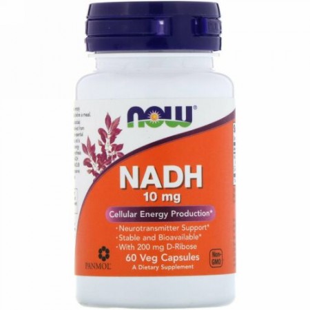 Now Foods, NADH、10 mg、ベジタリアンカプセル60錠