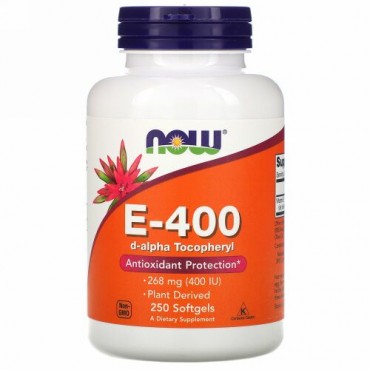 Now Foods, ナチュラルE-400、268mg、ソフトジェル250粒