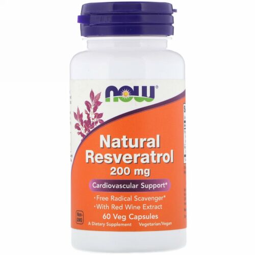 Now Foods, 天然レスベラトロール、200mg、植物性カプセル60錠