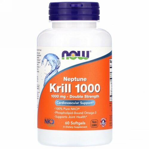 Now Foods, ネプチューンクリル1000、成分2倍、1,000mg、ソフトジェル60粒