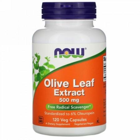 Now Foods, オリーブリーフエキス、500mg、植物性カプセル 120粒