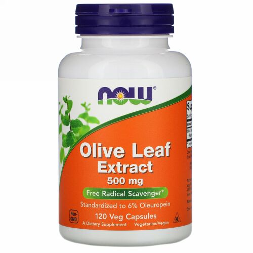 Now Foods, オリーブリーフエキス、500mg、植物性カプセル 120粒