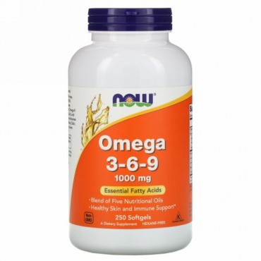 Now Foods, オメガ3-6-9、1,000mg、ソフトジェル250粒