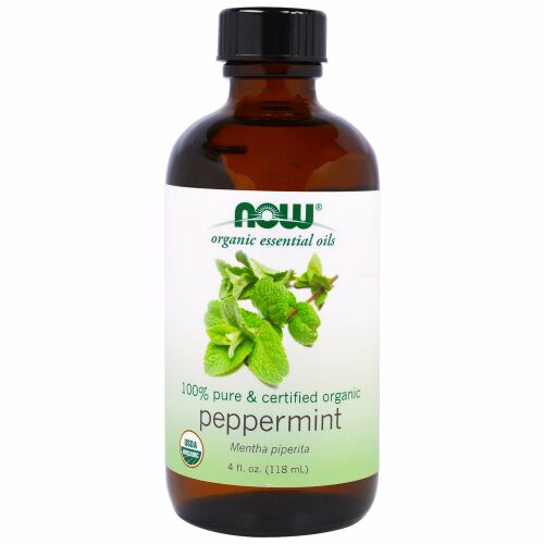 Now Foods, オーガニック・エッセンシャル・オイル、ペパーミント、4 液体 オンス（118 ml）