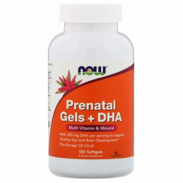 Now Foods, プレナタルゲル + DHA、 180 ソフトジェル