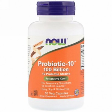 Now Foods, プロバイオティック-10、100億、ベジカプセル60個