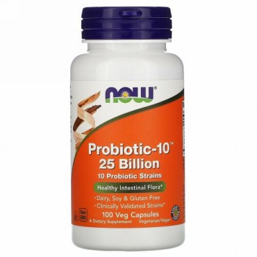 Now Foods, プロバイオティクス-10、250億、ベジカプセル100粒
