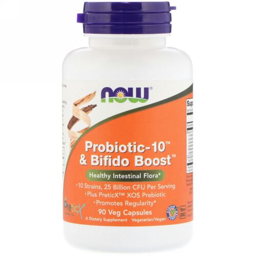 Now Foods, プロバイオティック-10＆ビフィドブースト、250億、植物性カプセル90粒