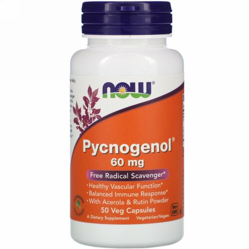 Now Foods, ピクノジェノール、60mg、50植物性カプセル