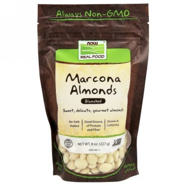 Now Foods, リアルフード、マルコーナアーモンド、湯通し済み、8オンス（227 g） (Discontinued Item)