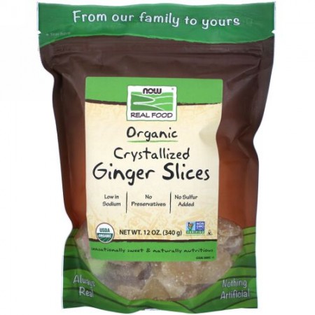 Now Foods, Real Food, Organic Crystallized Ginger Slices, 12 oz (340 g)