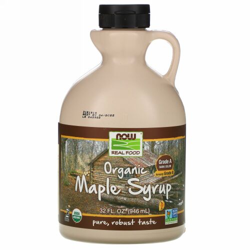 Now Foods, Real Food、オーガニックメープルシロップ、グレードAダークカラー、32 fl oz (946 ml)