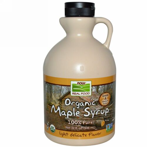 Now Foods, リアルフード, オーガニックメープルシロップ, グレードA, ミディアムアンバー, 32 fl oz (946 ml)