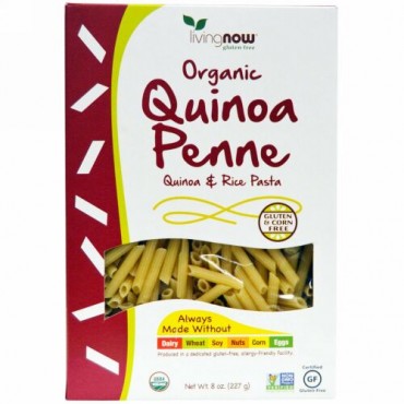 Now Foods, オーガニック・キノア・ペンネ, Quinoa & Rice Pasta, 8 oz (227 g)