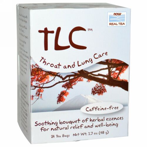 Now Foods, リアル・ティー, TLC, 喉と肺のケアに, カフェイン無し, 24 ティーバッグ, 1.7 オンス (48 g) (Discontinued Item)