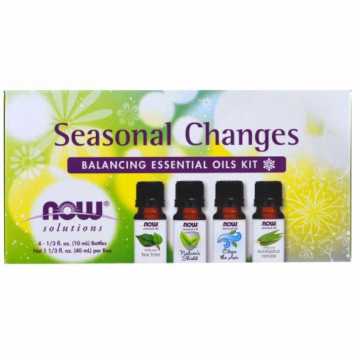 Now Foods, 季節の移り変わり、バランシング・エッセンシャルオイルキット、4 本、各1/3液量オンス (10 ml)