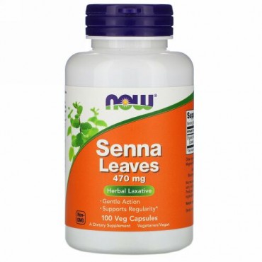 Now Foods, センナ葉、470 mg、植物性カプセル 100粒