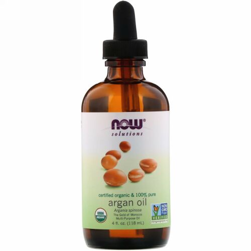 Now Foods, ソリューションズ、認定オーガニック＆100％純アルガンオイル、118 ml（4 fl oz）