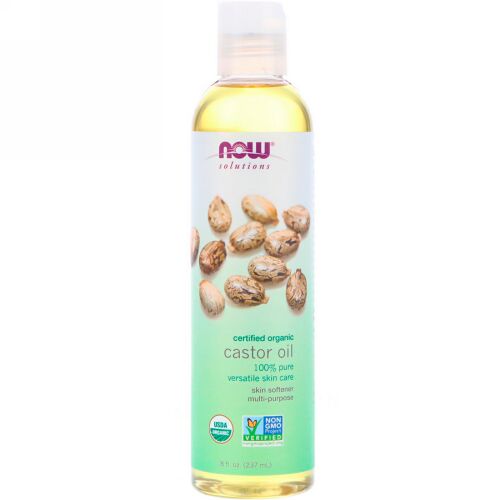Now Foods, ソリューション、認定オーガニックカスターオイル、8液量オンス (237 ml)