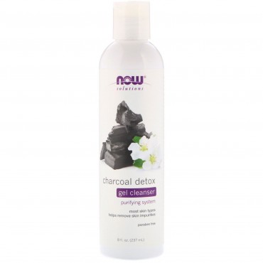 Now Foods, ソリューションズ、チャコールデトックスジェルクレンザー、8 fl oz (237 ml)