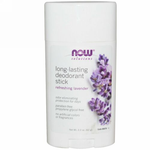 Now Foods, ソリューション, 長持ちするデオドラントスティック, 爽やかなラベンダー, 2.2オンス (62 g)