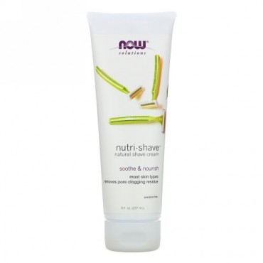 Now Foods, ソリューションズ, ニュートリ-シェイブ™, ナチュラルシェイブクリーム, 8 液量オンス (237 ml)