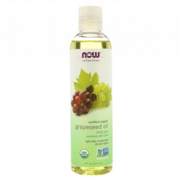 Now Foods, ソリューションズ、オーガニックグレープシードオイル、8 fl oz (237 ml)