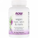 Now Foods, ソリューション、ビーガンヘアースキン＆ネイルズ、植物性カプセル90粒