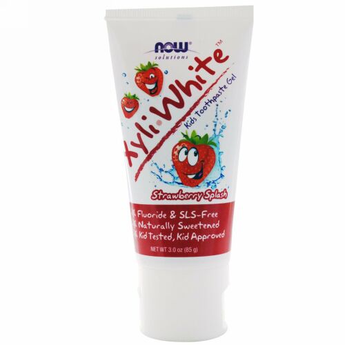 Now Foods, ソリューション、XyliWhite（キシリホワイト）、子ども用歯磨きジェル、ストロベリースプラッシュ、85g（3oz）