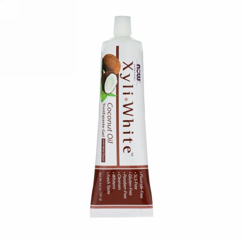 Now Foods, ソリューション、XyliWhite（キシリホワイト）、歯磨きジェル、ココナッツオイル、ミントフレーバー181g（6.4oz）