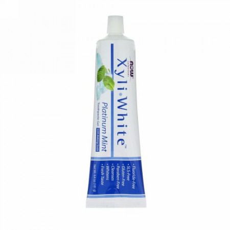 Now Foods, ソリューションズ、XyliWhite（キシリホワイト）、歯磨きジェ、プラチナムミン、181g（6.4oz）
