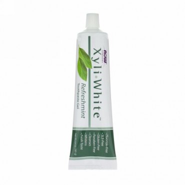 Now Foods, ソリューションズ、XyliWhite（キシリホワイト）、歯磨きジェル、リフレッシュミント、181g（6.4oz）