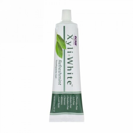 Now Foods, ソリューションズ、XyliWhite（キシリホワイト）、歯磨きジェル、リフレッシュミント、181g（6.4oz）