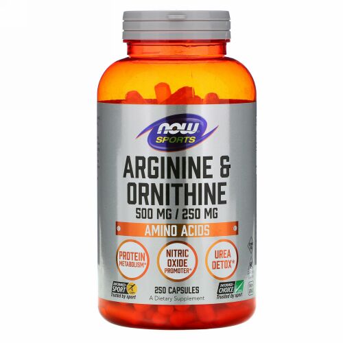 Now Foods, スポーツ、アルギニン＆オルニチン、500mg／250mg、250粒