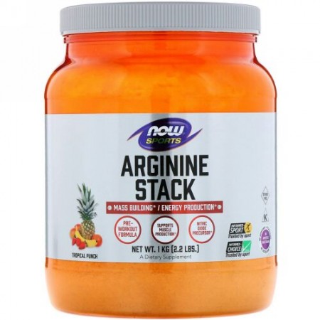 Now Foods, Sports, Arginine Stack, Tropical Punch , 2.2 lbs. (1 kg)