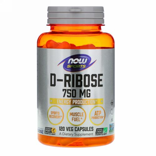 Now Foods, スポーツ、D-リボース、750 mg、植物性カプセル120粒