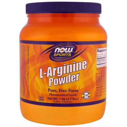 Now Foods, スポーツ、Lアルギニンパウダー、1kg（2.2ポンド）