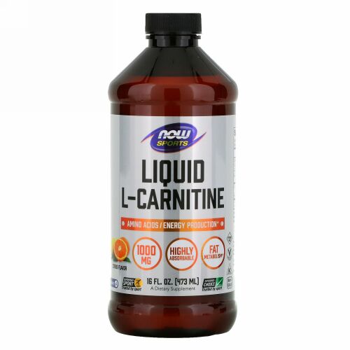 Now Foods, スポーツL-カルニチンリキッド、シトラス風味、1,000mg、473ml（16fl oz）
