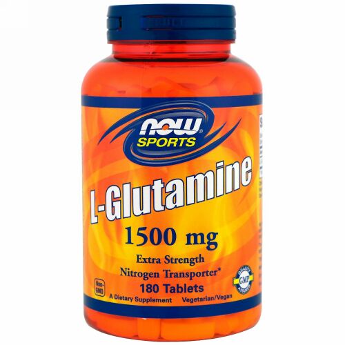 Now Foods, スポーツ、L-グルタミン、1,500 mg、180粒 (Discontinued Item)