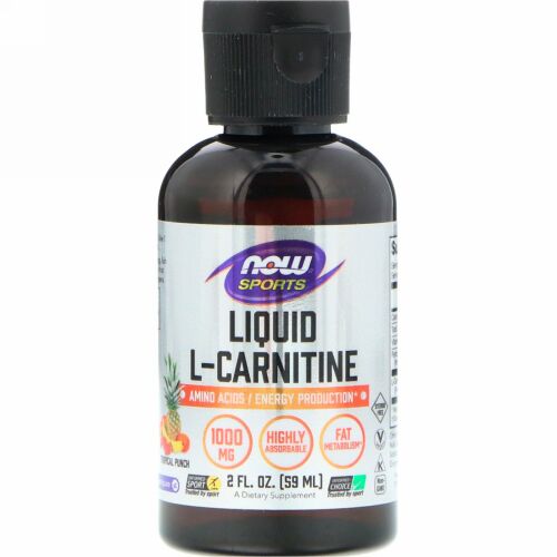 Now Foods, Sports, Liquid L-Carnitine, Tropical Punch, 1,000 mg, 2 fl oz (59 ml) (Discontinued Item)