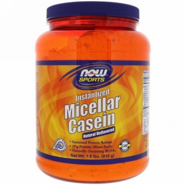 Now Foods, スポーツ、ミセラーカゼイン、すぐに飲める、自然な無香料、816 g（1.8 lbs）