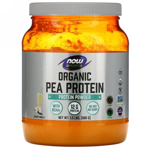 Now Foods, スポーツ、有機エンドウ豆タンパク質、天然バニラ、1.5ポンド（680 g）