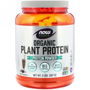 Now Foods, Organic Plant Protein, Creamy Chocolate, 2 lbs (907 g) (Discontinued Item)