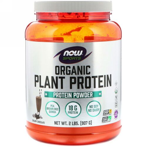Now Foods, Organic Plant Protein, Creamy Chocolate, 2 lbs (907 g) (Discontinued Item)