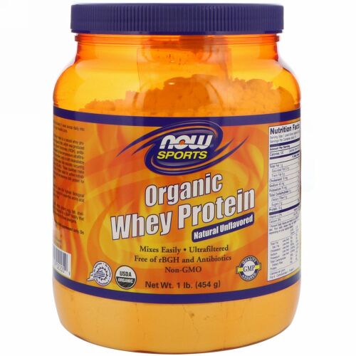 Now Foods, スポーツ, オーガニック ホエイタンパク質, ナチュラル 無香料, 1 lb (454 g)