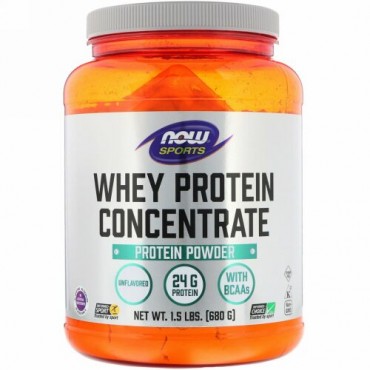 Now Foods, スポーツ, ホエイタンパク質濃縮, ナチュラル味無し, 1.5 ポンド (680 g)