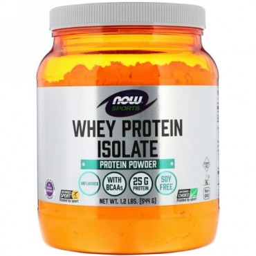 Now Foods, スポーツ、ホエイタンパク質アイソレート、無味、1.2lb(544g)
